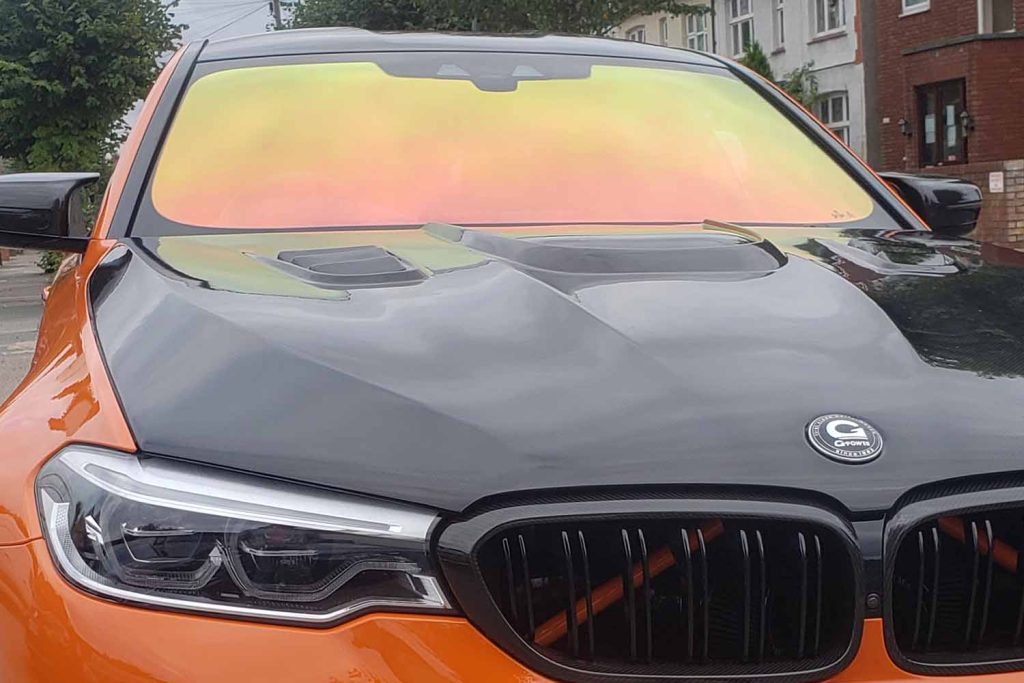 sunset orange chameleon windscreen