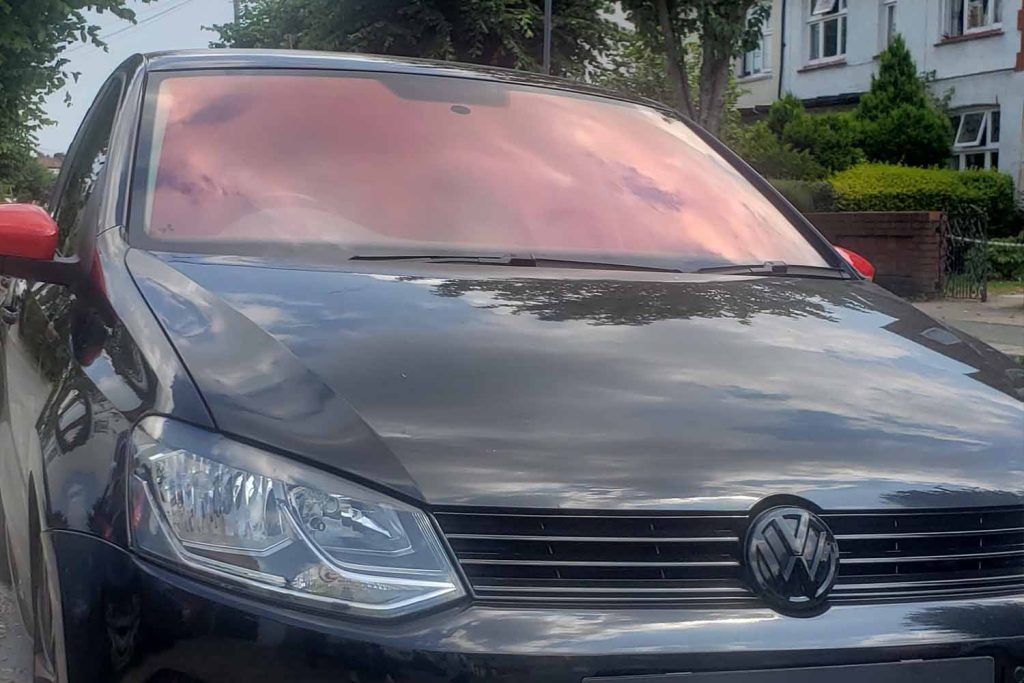 burning red chameleon windscreen