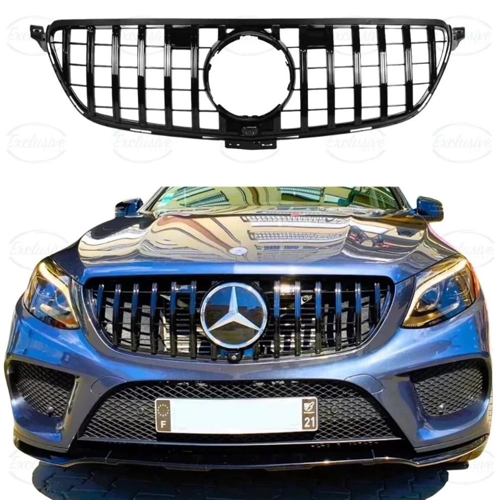 Mercedes GLE W166 gloss black Panamericana GT-style grille