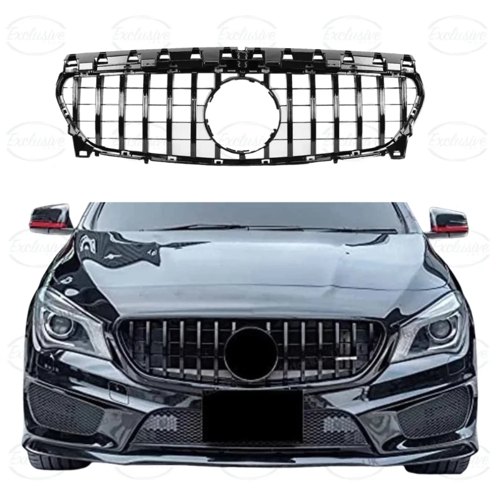 Mercedes CLA W117 C117 gloss black Panamericana GT-style grille