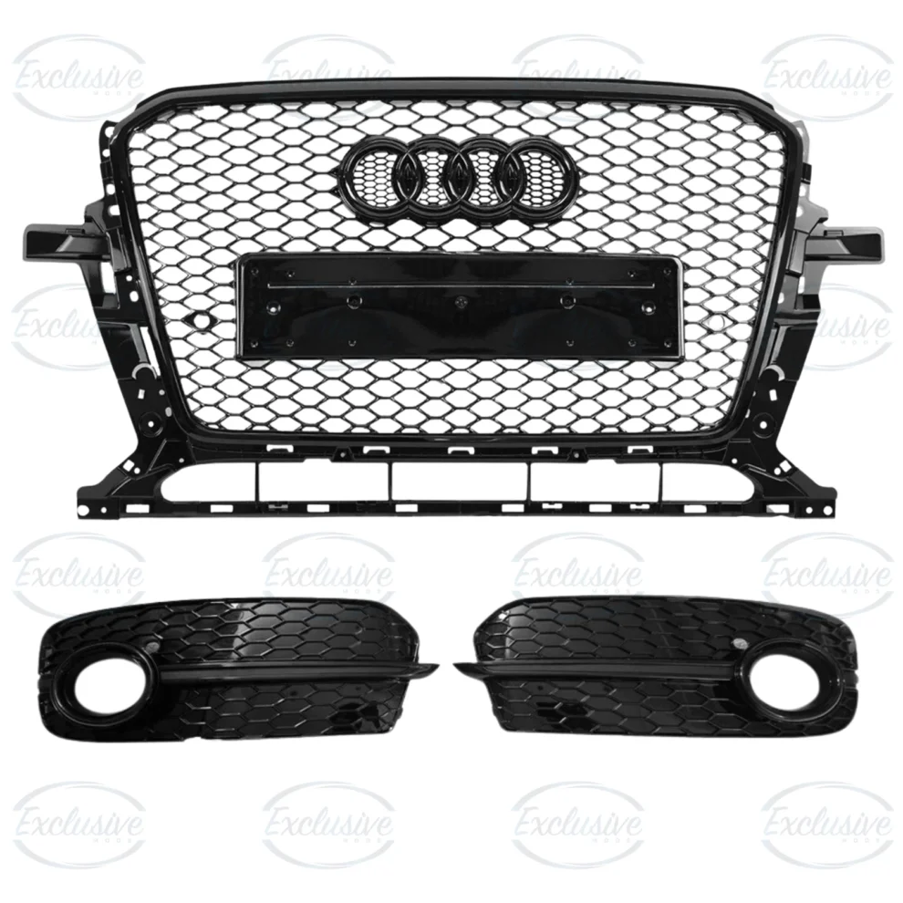 Audi Q5 8R gloss black honeycomb mesh grille and fog light covers