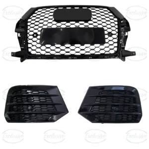 Audi Q3 8U (2016-2018) ÔÇö Gloss Black RSQ3 Honeycomb Style Grille & Fog Lights