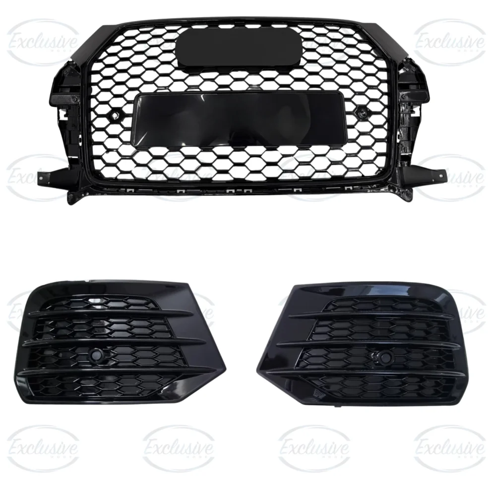 Audi Q3 8U gloss black RSQ3 honeycomb-style grille and fog lights