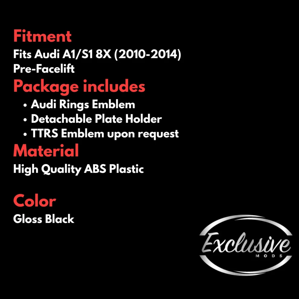 Audi A1/S1 8X (2010-2014) - Gloss Black Honeycomb Grille & Fog Lights