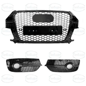 Audi Q3 8U (2011-2015) ÔÇö Gloss Black Honeycomb RSQ3 Style Grille & Fog Lights