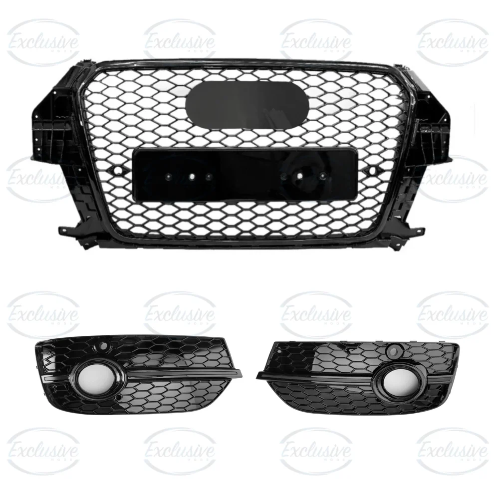 Audi Q3 8U gloss black honeycomb RSQ3-style grille and fog lights