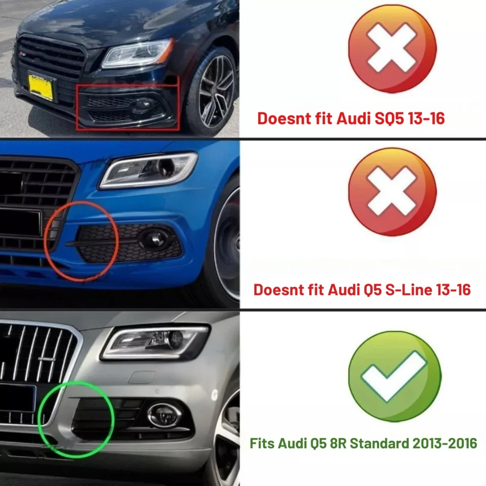 Audi Q5 8R (2013-2017) - Gloss Black Honeycomb Mesh Grille & Fog Light Covers