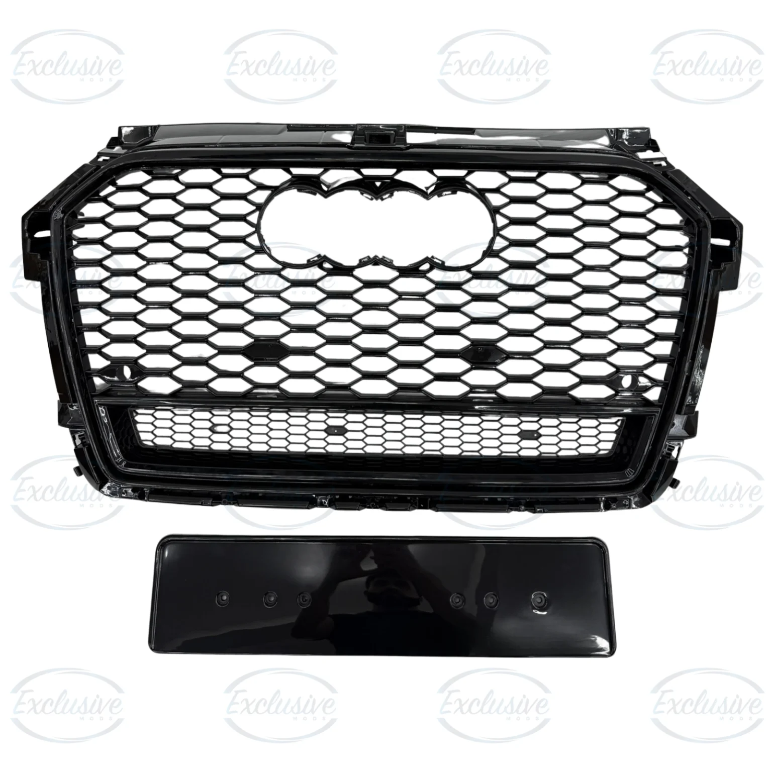 Gloss Black Honeycomb Mesh Grille (Slit Design) - Fits Audi A1/S1 8X Facelift (2015-2018)
