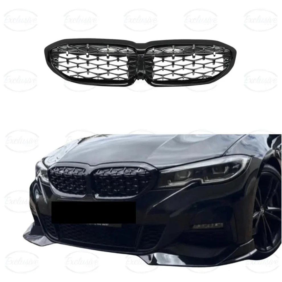 BMW 3 Series G20 G21 gloss black diamond-style kidney grille