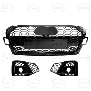 Audi A5/S5 B9 S-Line (2020-2023) ÔÇö Gloss Black Honeycomb Style Grille & Fog Lights