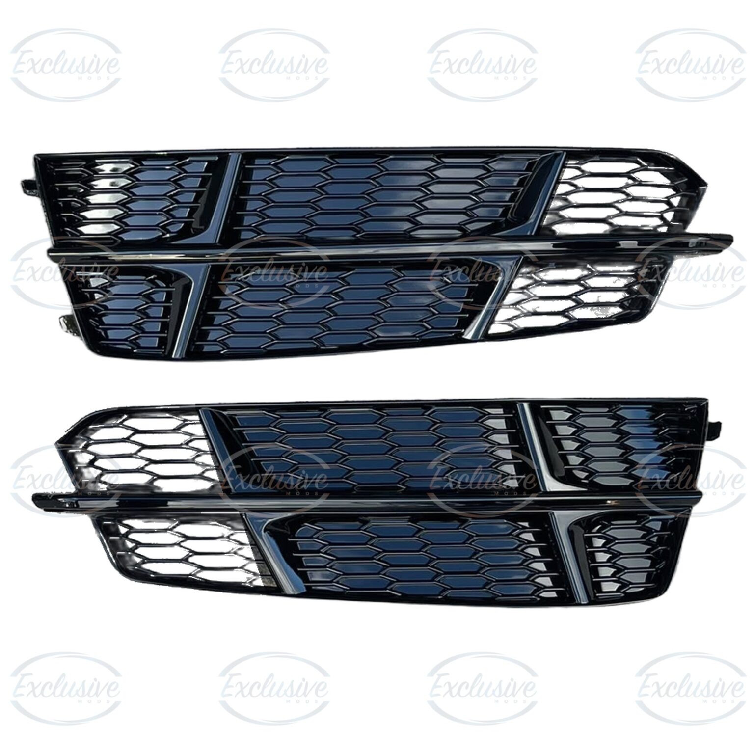 Gloss Black Honeycomb Fog Light Covers - Fits Audi A6 C7.5 Facelift S-Line & S6 (2015-2018)