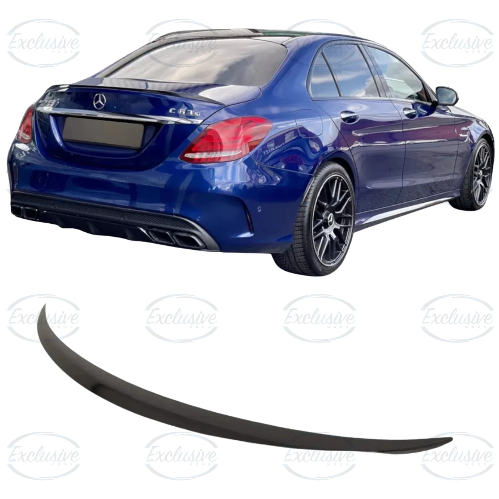 Mercedes C Class W205 (2014-2021) ÔÇö Gloss Black C63 AMG Style Rear Spoiler Lip - Image 2