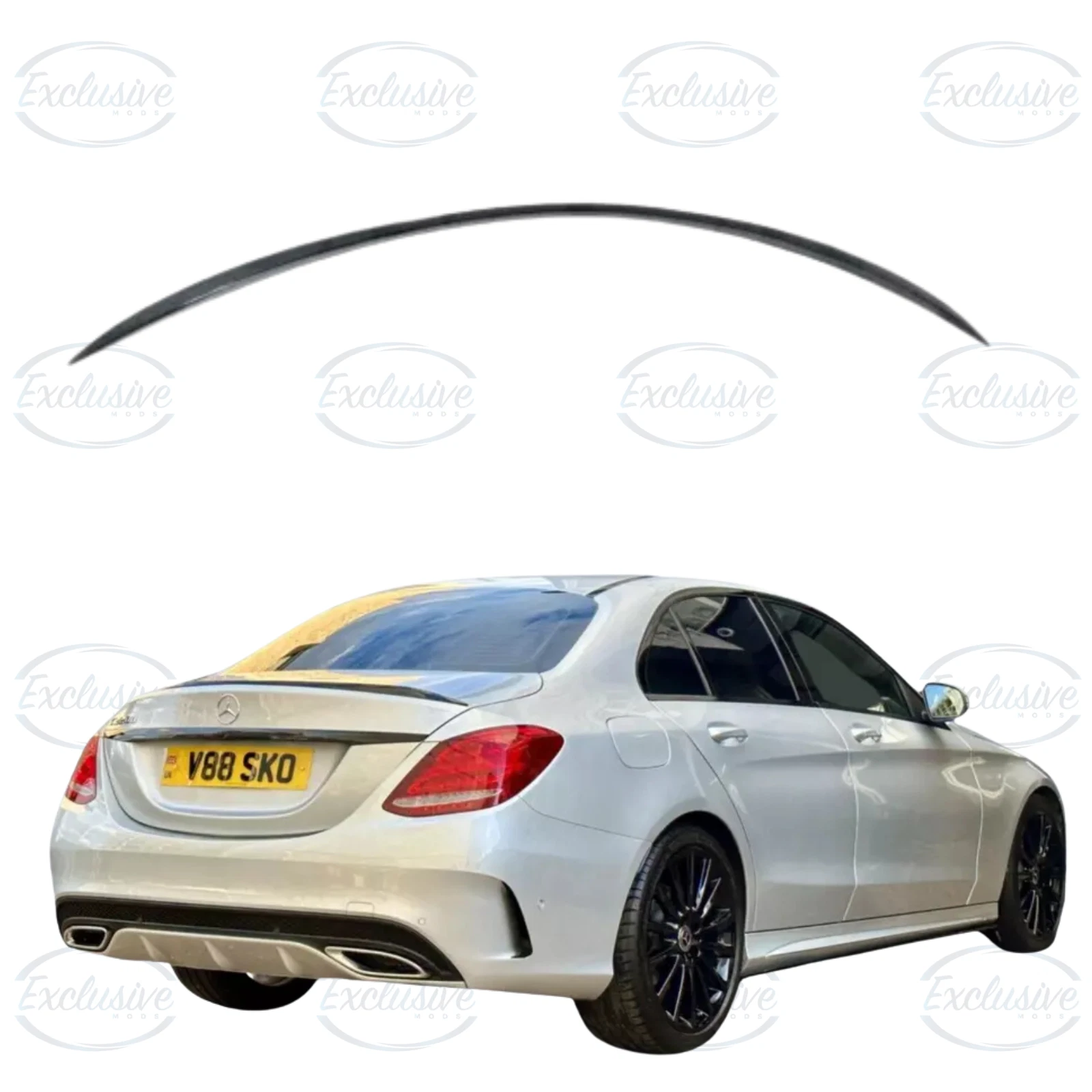 Mercedes C Class W205 (2014-2021) ÔÇö Gloss Black C63 AMG Style Rear Spoiler Lip - Image 3