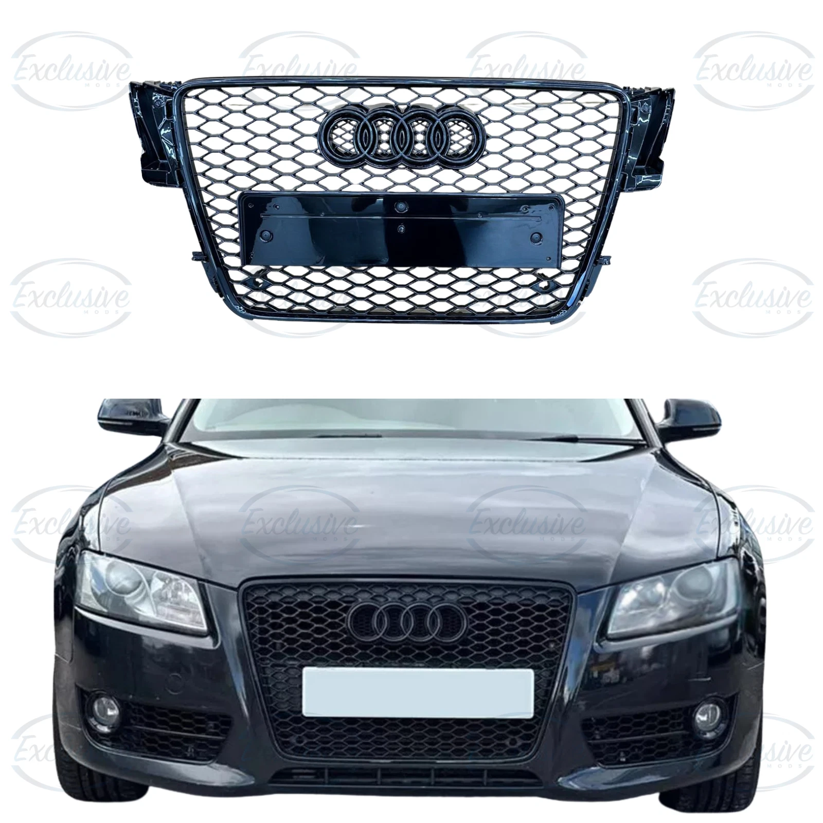 Audi A5/S5 B8 8T (2007-2011) ÔÇö Gloss Black Honeycomb Mesh Grille