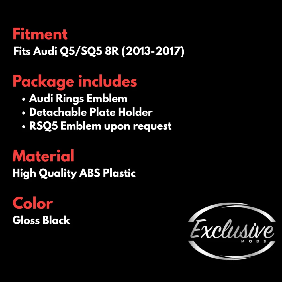 Audi Q5 8R (2013-2017) - Gloss Black Honeycomb Mesh Grille & Fog Light Covers