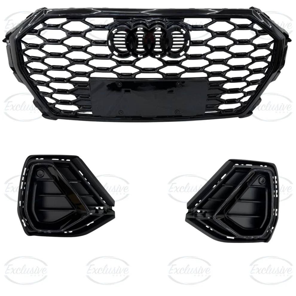 Audi Q3 F3 S-Line gloss black honeycomb grille and fog light covers