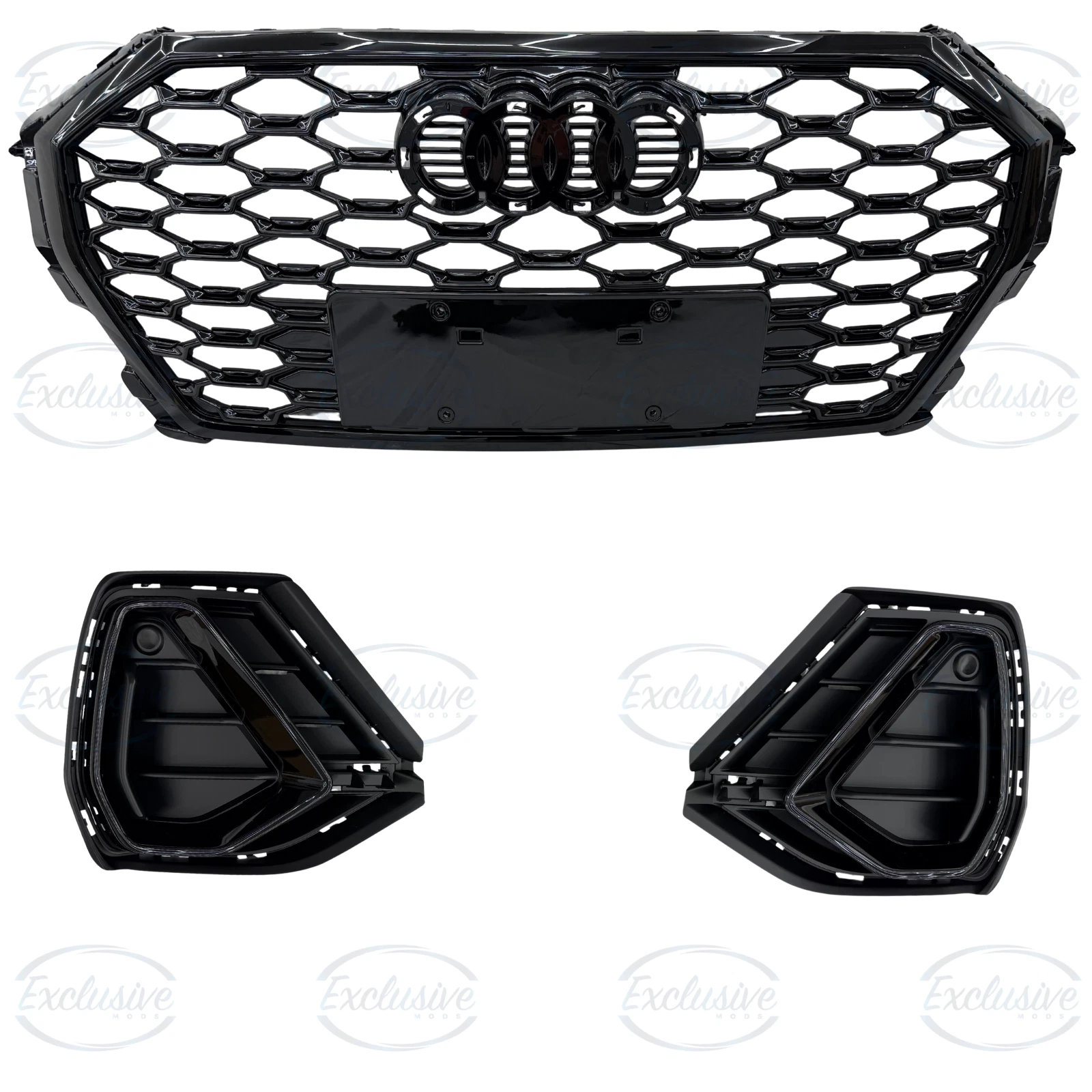 Audi Q3 F3 S-Line (2019-2024) ÔÇö Gloss Black Honeycomb Grille & Fog Light