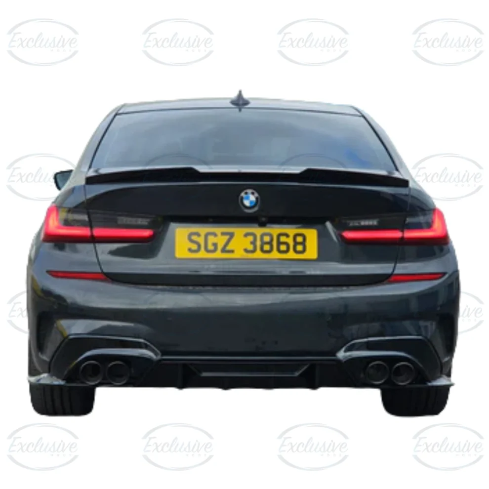 BMW 3 Series G20/G21 M Sport (2019+) - Gloss Black Competition Style Rear Diffuser & Quad Exhaust