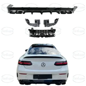 Mercedes E Class C238 Coupe AMG Line (2016-2020) ÔÇö Gloss Black E63 Style Rear Diffuser & Chrome Exhaust Tips