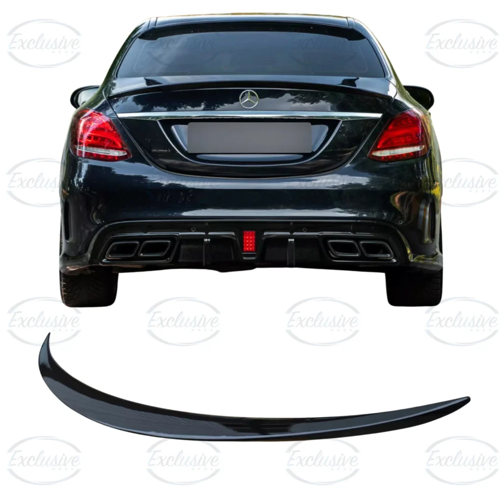 Mercedes C Class W205 gloss black AMG-style rear spoiler lip