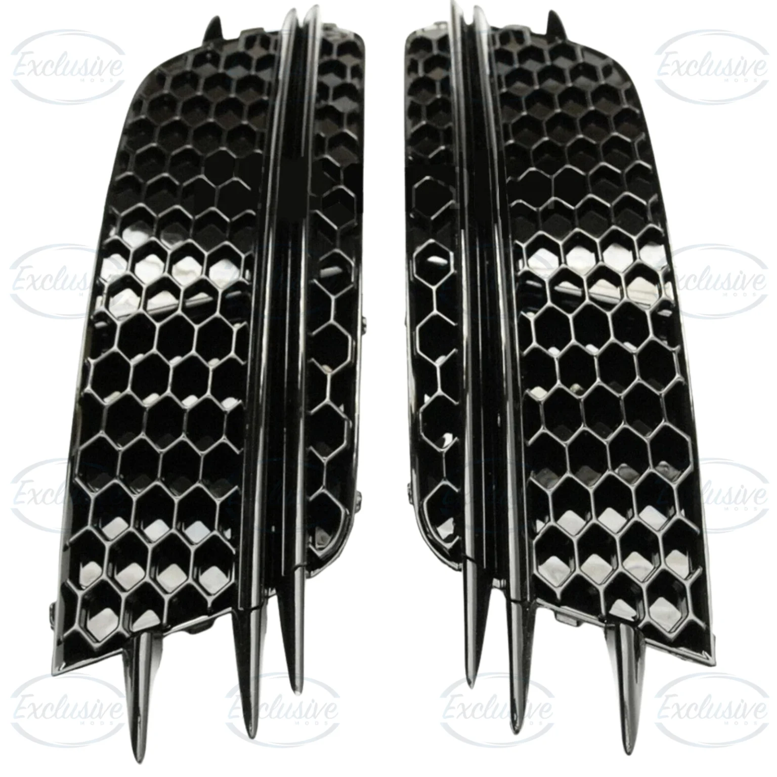 Audi A6 C7 gloss black RS6 honeycomb-style fog light cover pair