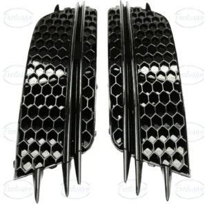 Audi A6 C7 gloss black RS6 honeycomb-style fog light cover pair