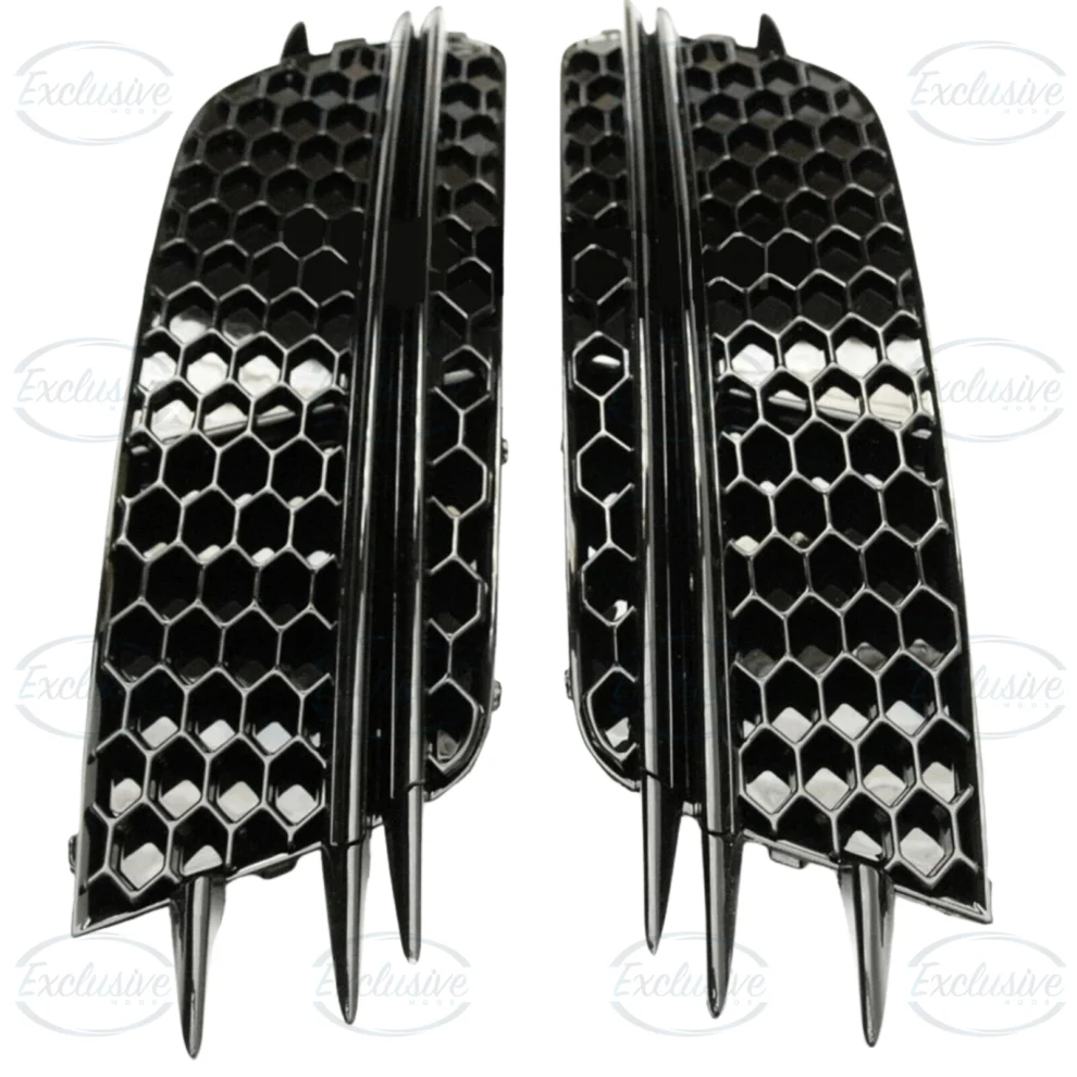 Audi A6 C7 gloss black RS6 honeycomb-style fog light cover pair