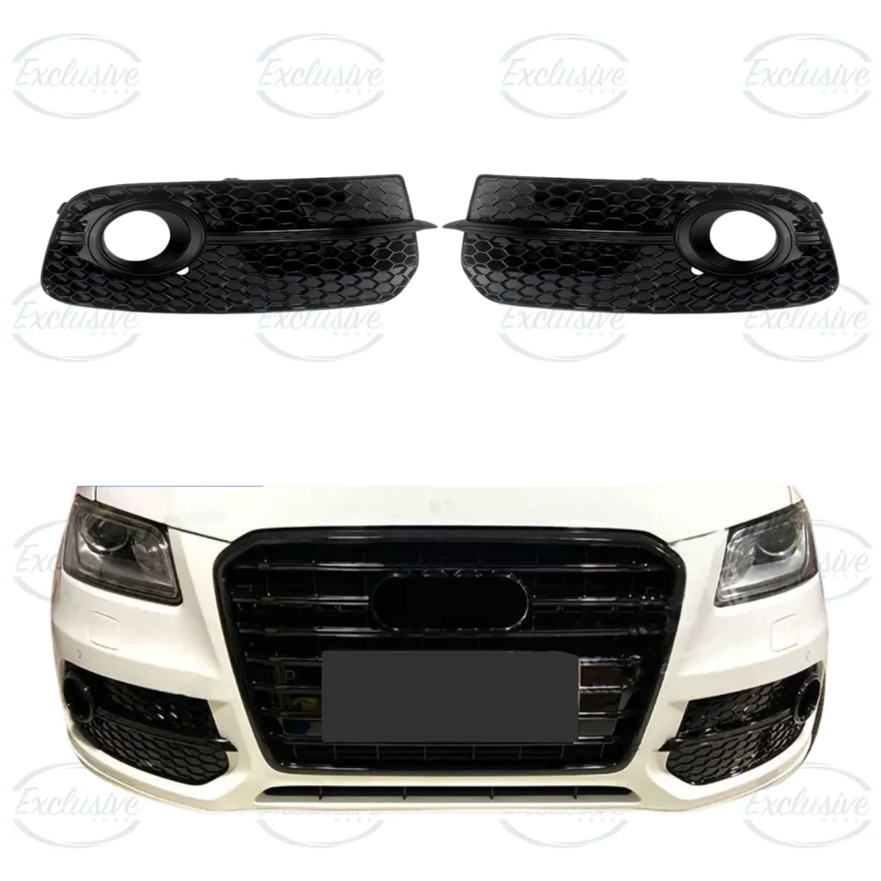 Audi Q5 8R gloss black honeycomb fog light cover pair