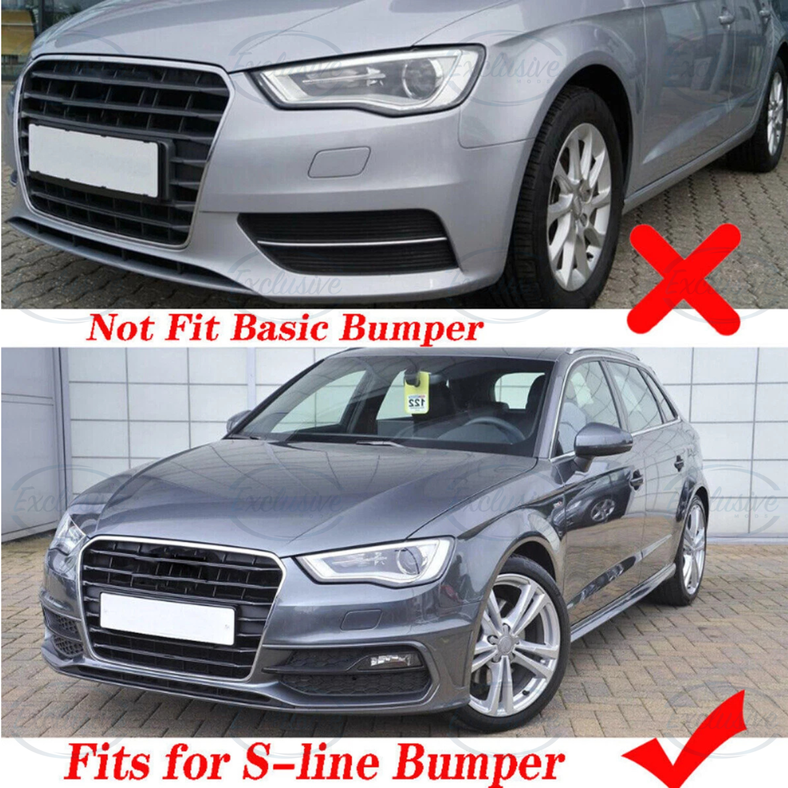 Audi A3/S3 8V S-Line (2013-2016) ÔÇö Gloss Black Honeycomb Style Grille & Fog Lights - Image 8
