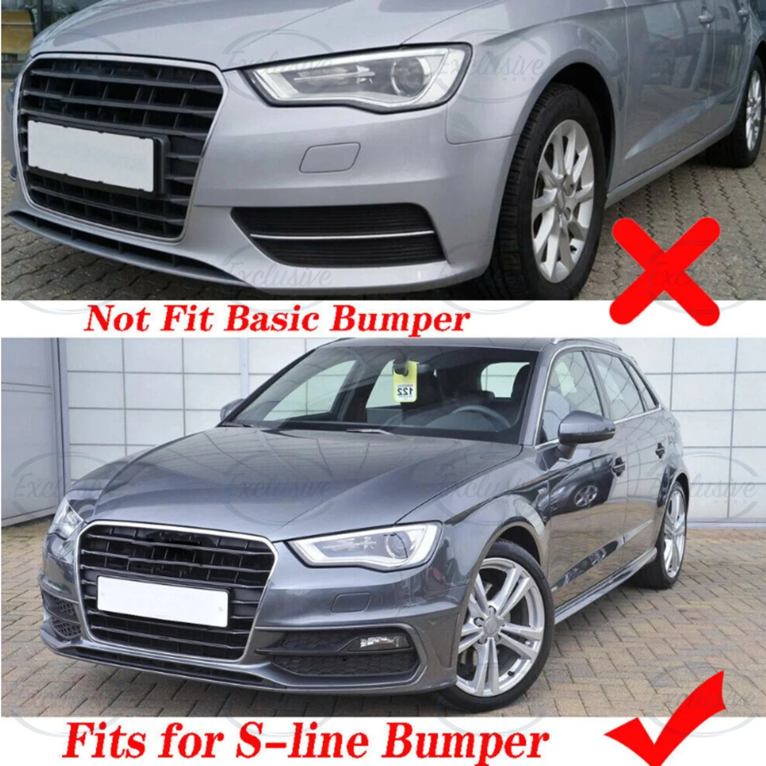 Gloss Black Honeycomb Fog Light Covers - Fits Audi A3/S3 8V S-Line (2013-2016)