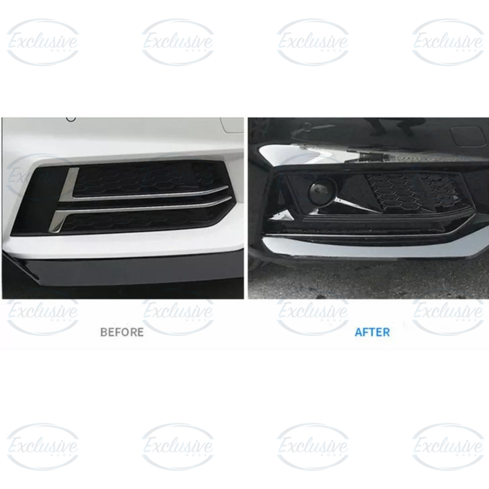 Audi A4 B9 S-Line (2017-2019) - Gloss Black Fog Light Cover with Lamp Hole