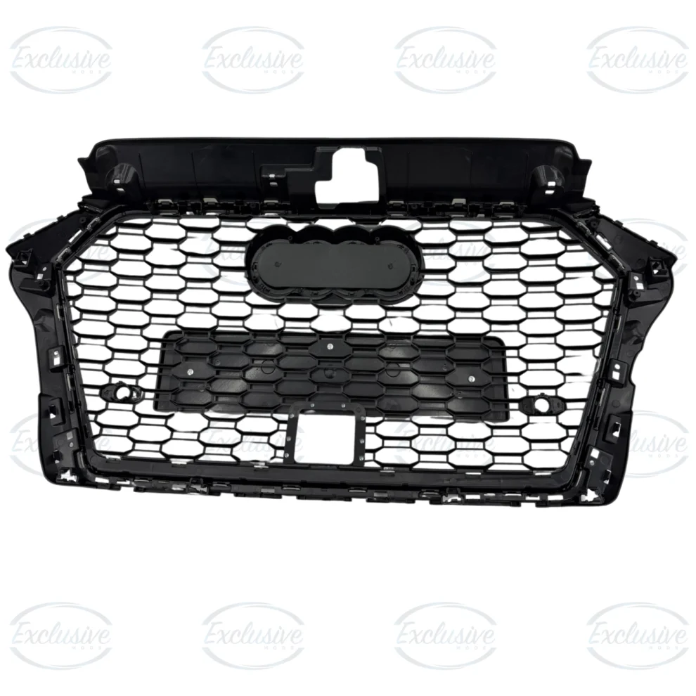 Gloss Black Honeycomb Mesh Grille with ACC Hole - Fits Audi A3/S3 8V Facelift (2016-2020)
