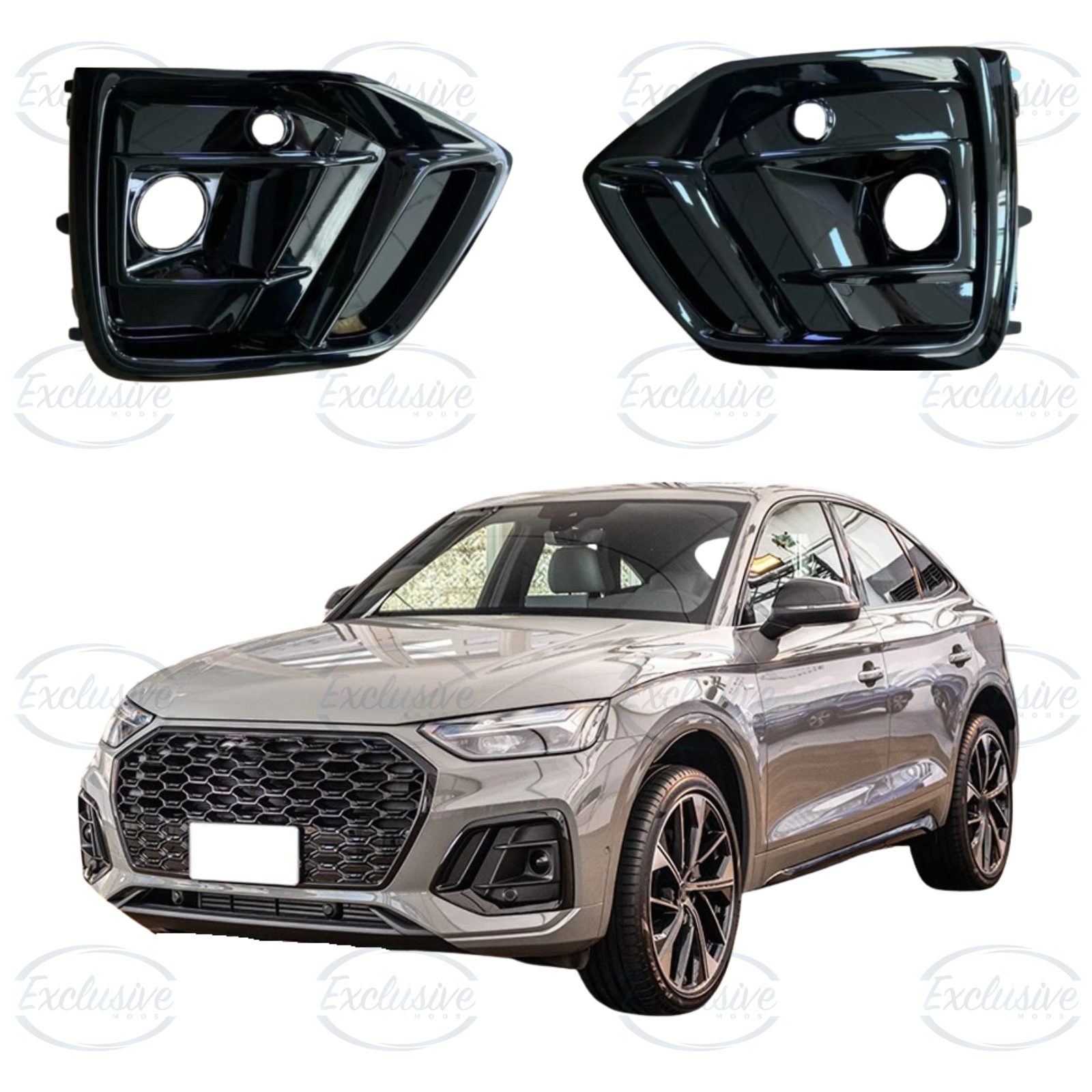 Audi Q5 FY S-Line (2021-2024) ÔÇö Gloss Black RSQ5 Style Fog Light Cover Pair