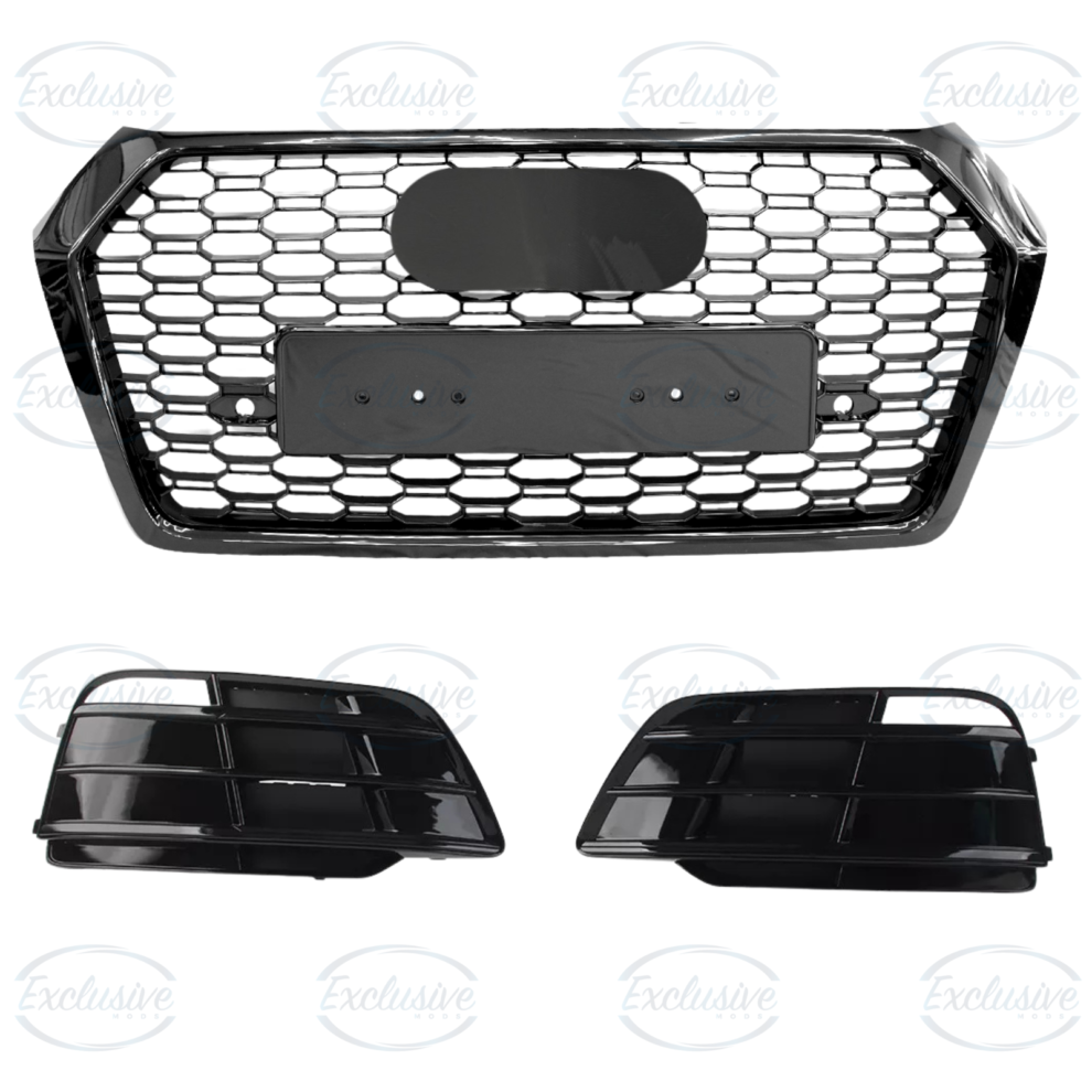 Audi Q5 FY S-Line gloss black honeycomb-style grille and fog lights