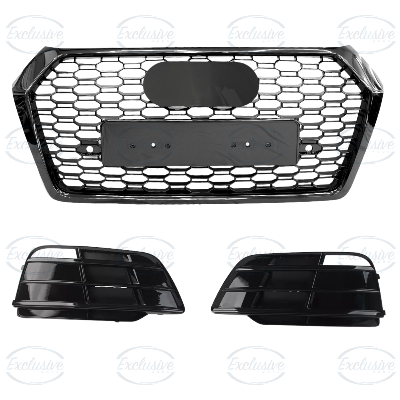 Audi Q5 FY S-Line (2017-2022) ÔÇö Gloss Black Honeycomb Style Grille & Fog Lights