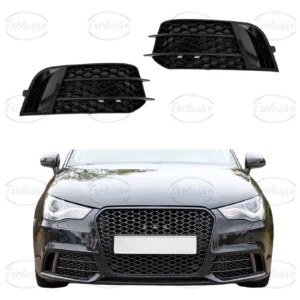Audi A1 8X gloss black honeycomb-style fog light cover