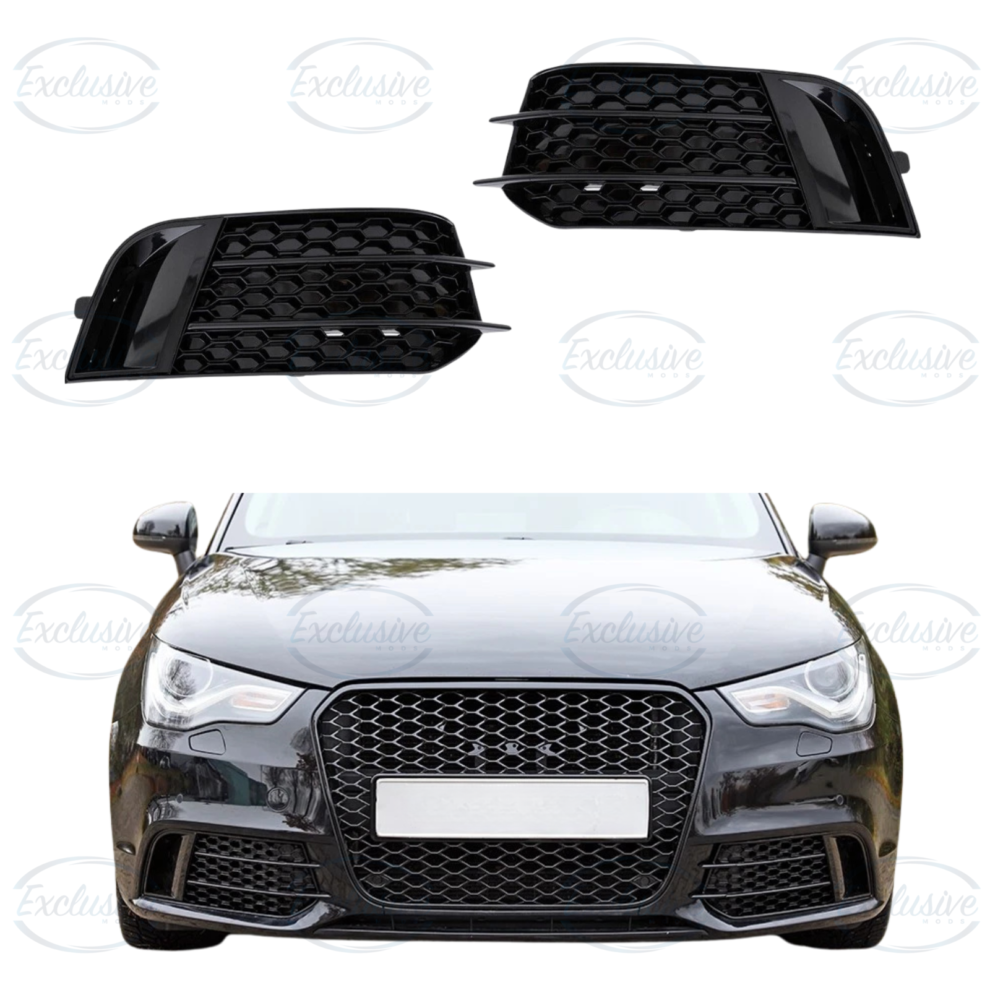 Audi A1 8X gloss black honeycomb-style fog light cover