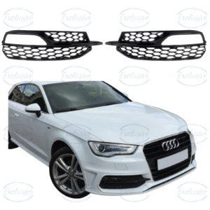 Audi A3/S3 8V S-Line (2013-2016) ÔÇö Gloss Black Honeycomb Fog Light Cover Pair