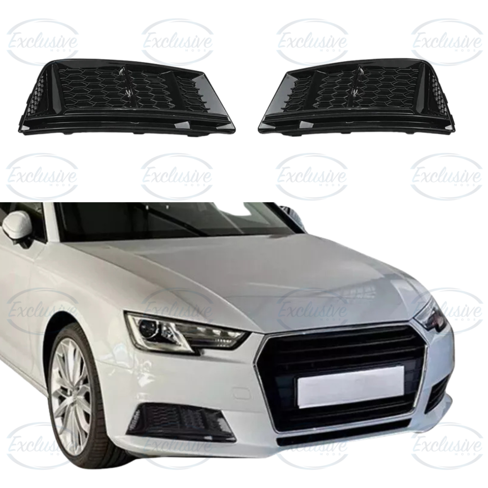 Audi A4 and S4 B9 gloss black RS4 honeycomb-style fog light cover