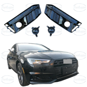 Audi A4 B9 S-Line (2017-2019) ÔÇö Gloss Black Fog Light Cover with Lamp Hole