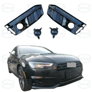 Audi A4 B9 S-Line gloss black fog light cover with lamp hole