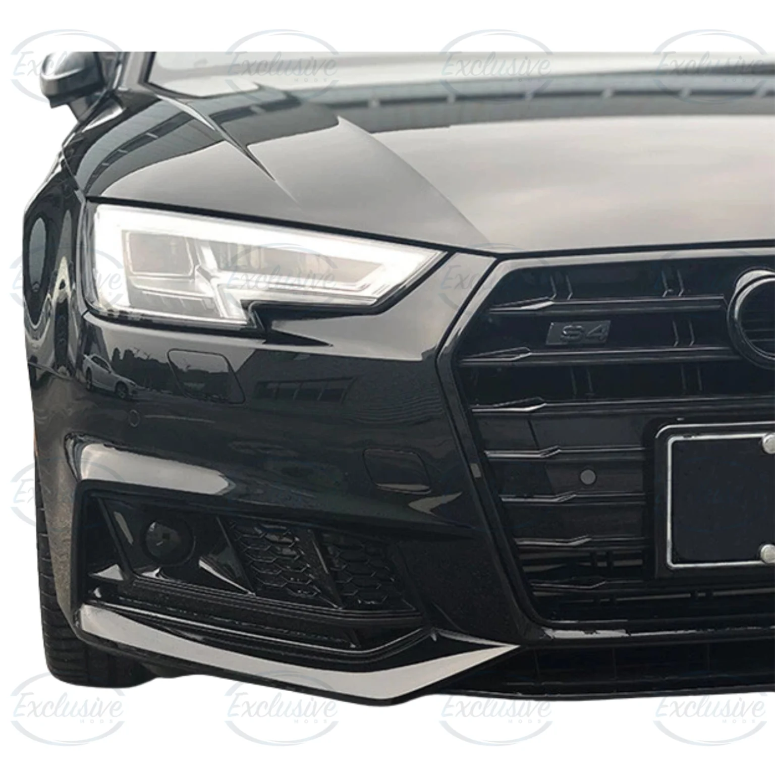 Gloss Black Fog Light Covers with Lamp Hole - Fits Audi A4 B9 S-Line (2017-2019)