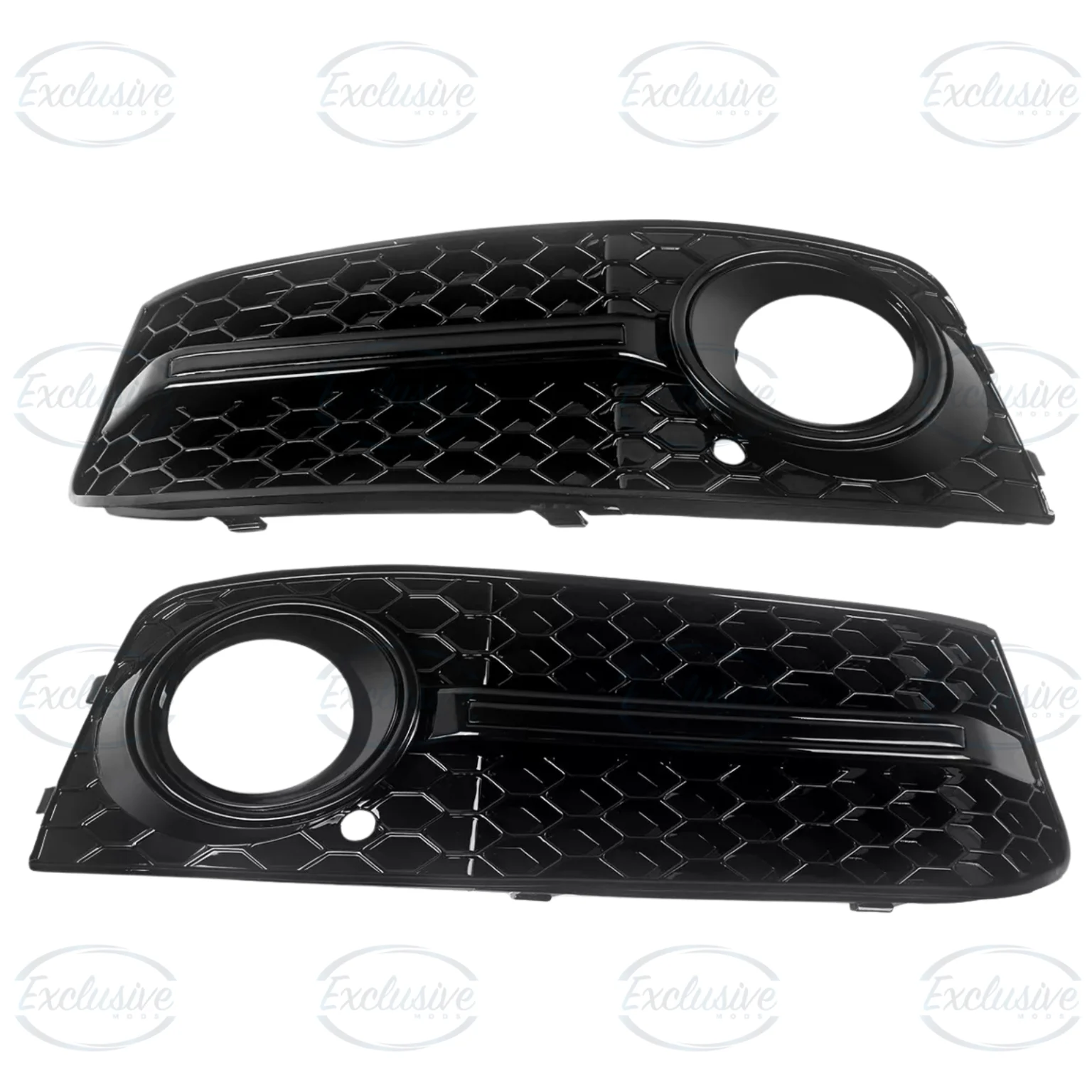Gloss Black Honeycomb Fog Light Covers - Fits Audi A4 B8 Standard (2009-2012)