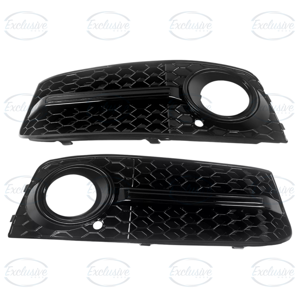 Audi A4 B8 (2009-2012) - Gloss Black Honeycomb Fog Light Cover Grille Pair