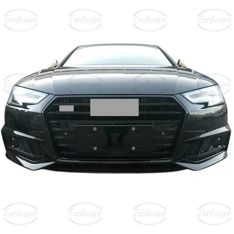 Gloss Black Fog Light Covers with Lamp Hole - Fits Audi A4 B9 S-Line (2017-2019)