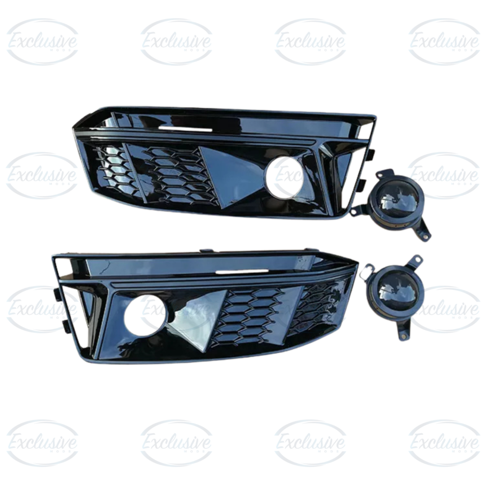 Audi A4 B9 S-Line (2017-2019) - Gloss Black Fog Light Cover with Lamp Hole