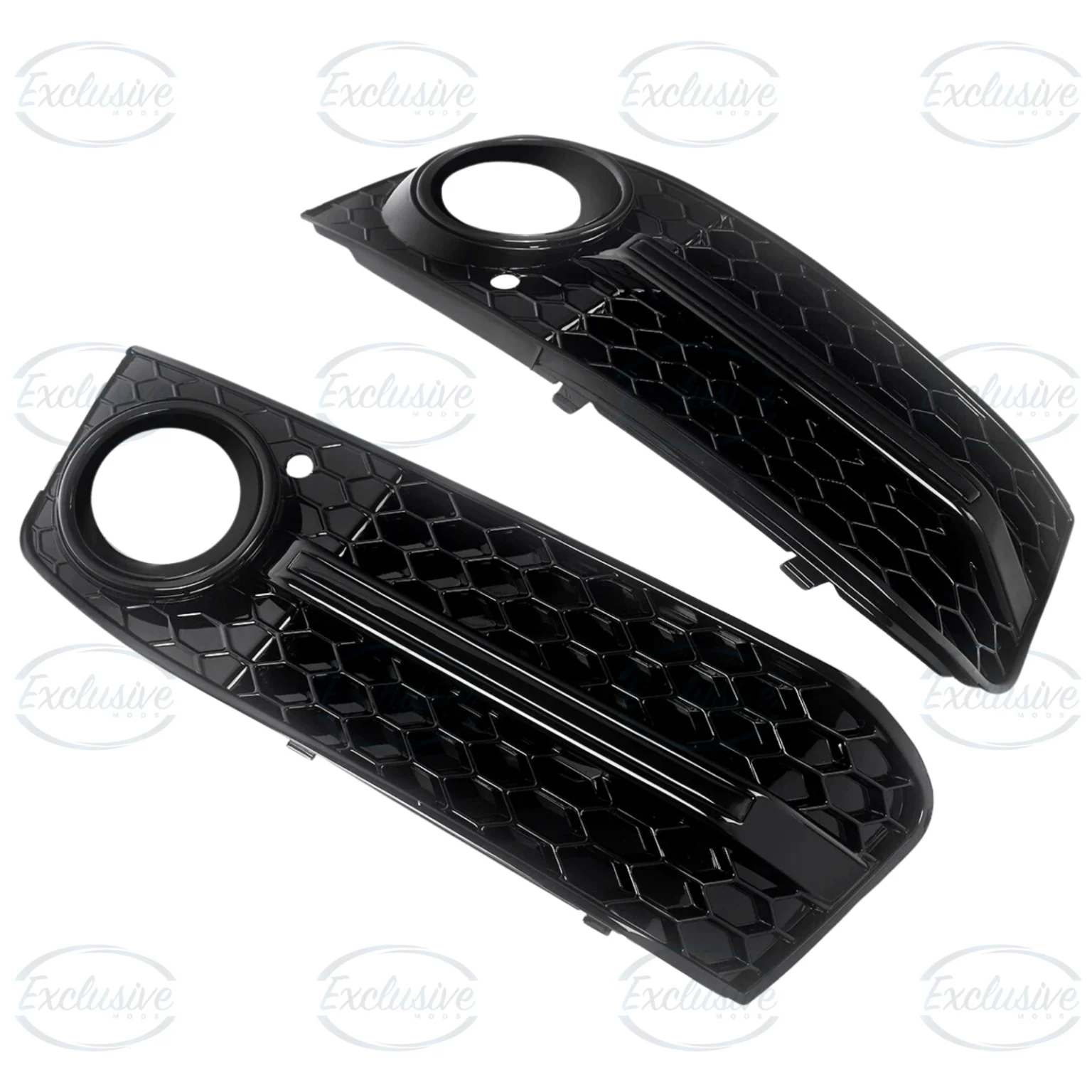 Gloss Black Honeycomb Fog Light Covers - Fits Audi A4 B8 Standard (2009-2012)