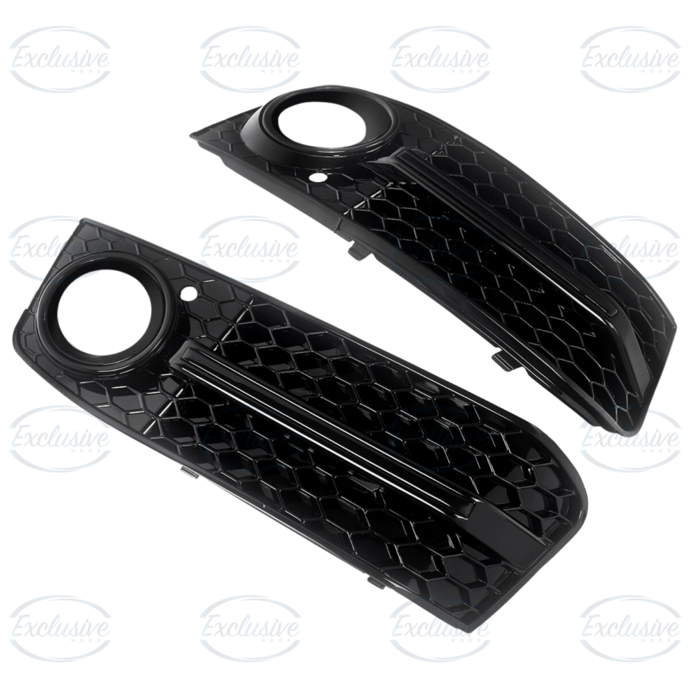 Audi A4 B8 (2009-2012) - Gloss Black Honeycomb Fog Light Cover Grille Pair