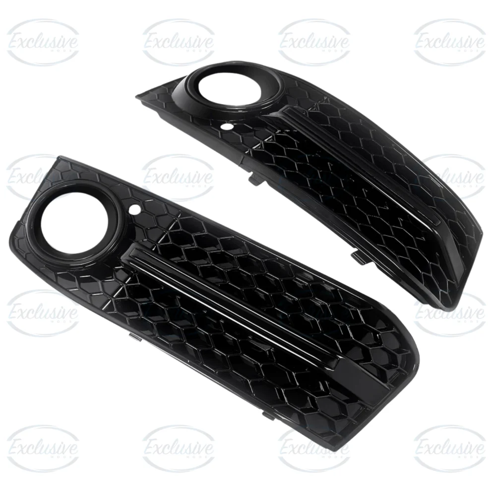 Gloss Black Honeycomb Fog Light Covers - Fits Audi A4 B8 Standard (2009-2012)