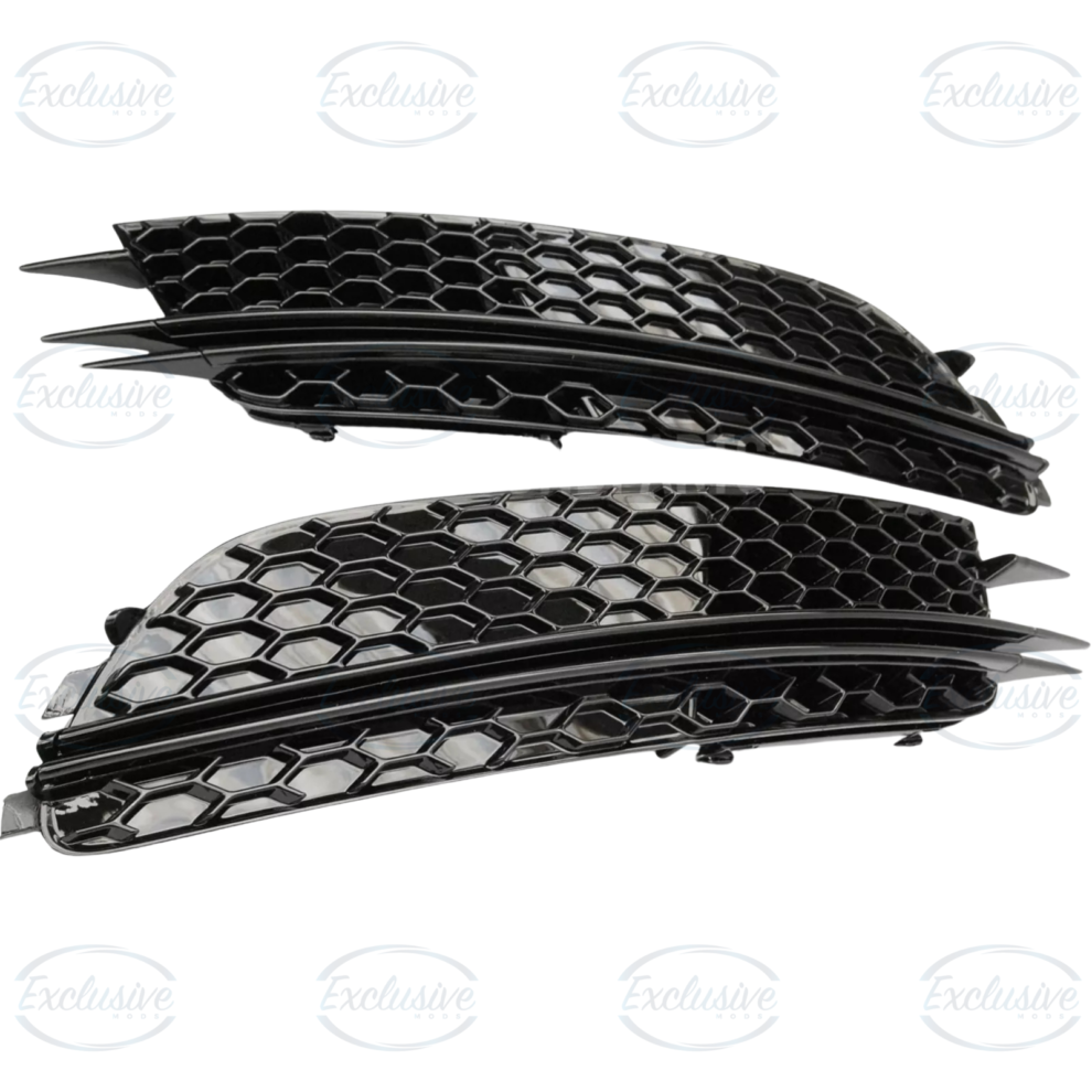 Audi A6 C7 (2012-2015) - Gloss Black RS6 Honeycomb Style Fog Light Cover Pair